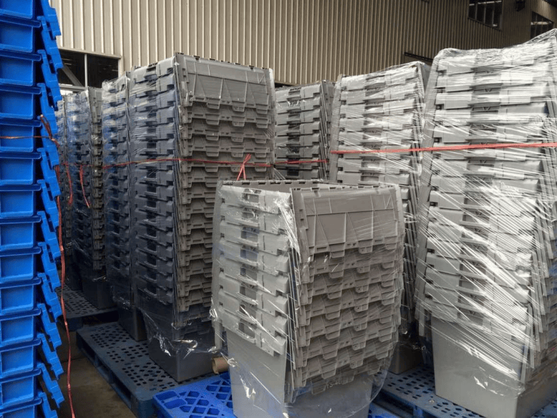 gray tote boxes factory inventory