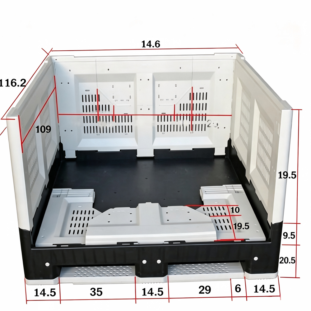 1162 x 1162 Collapse Plastic Pallet Box - Size View