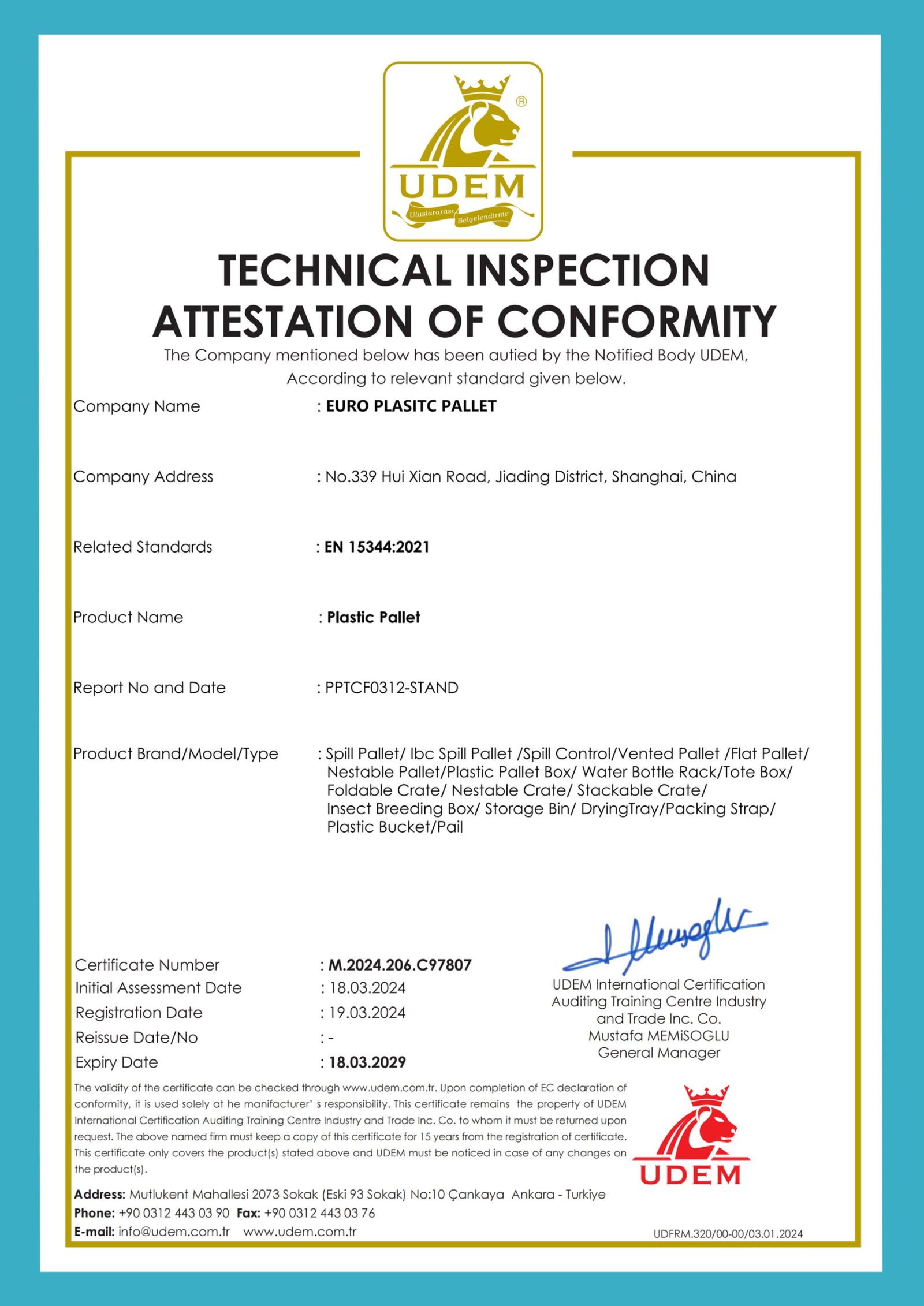 EN15344 Certificate