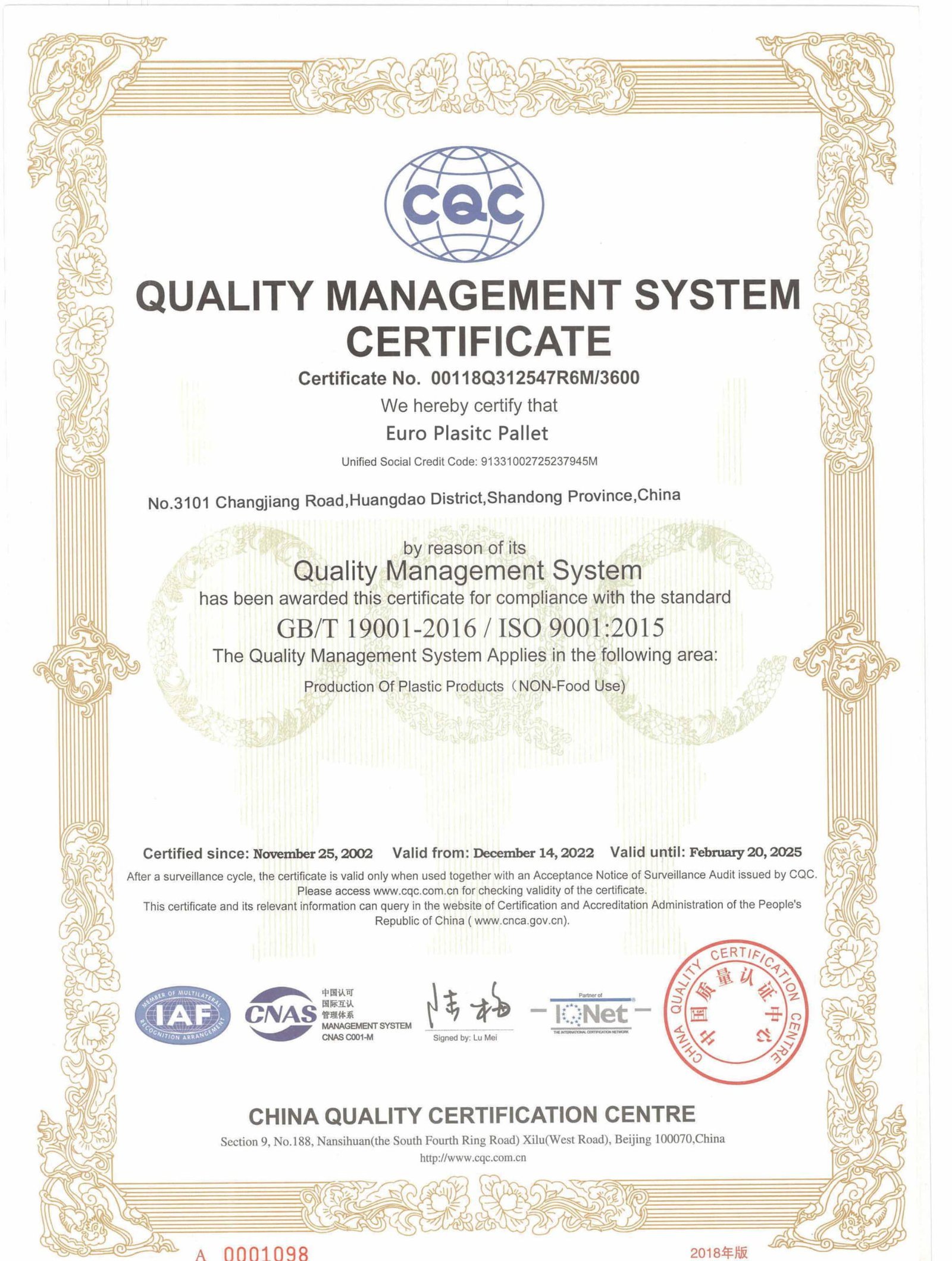 ISO 9001:2015 Certificate