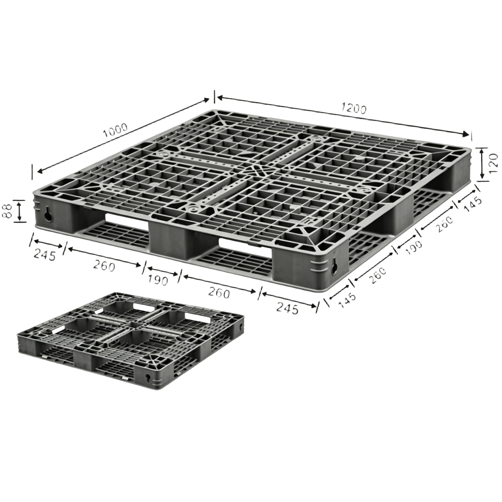 1200 x 1000 mm One-Way Export Plastic Pallet