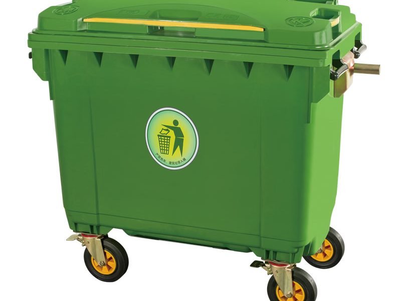 Green Wheeled Plastic Waste Bin 660L